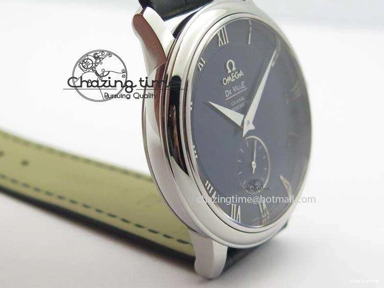 0311 De Ville MK 1:1 Best Edition SS Blue Dial On Black Leather Asian Seagull T1701 (Sec@6) Casual 8242